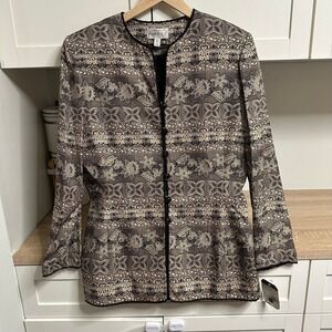 Adrianna Papell Womens Silk Jacket Sz 12 Gold Black NWT Ornate Buttons Unique